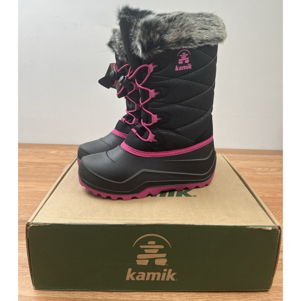 Kamik Youth Snowangel Winter Boots Black/Rose Big Girls Size 4 Waterproof NEW
